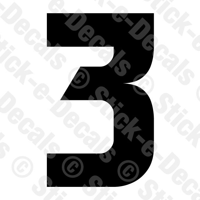 Number Three 3 Vinyl Die Cut Decal Sticker – RACING NUMBER Custom – BEN