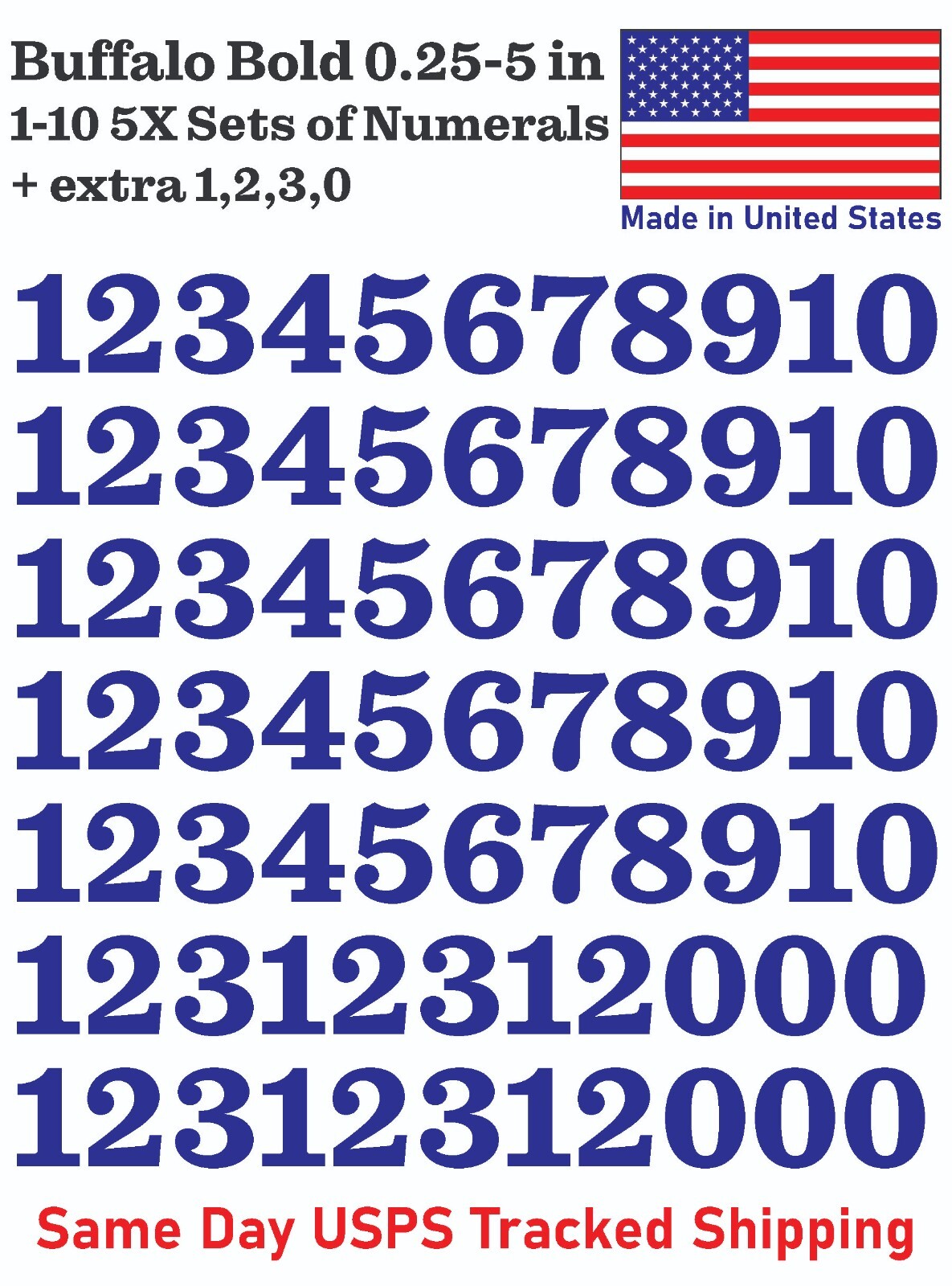 5X 0-10 80+ Buffalo Bold Decal Sticker Numbers – for Mailbox, Address, Lockers