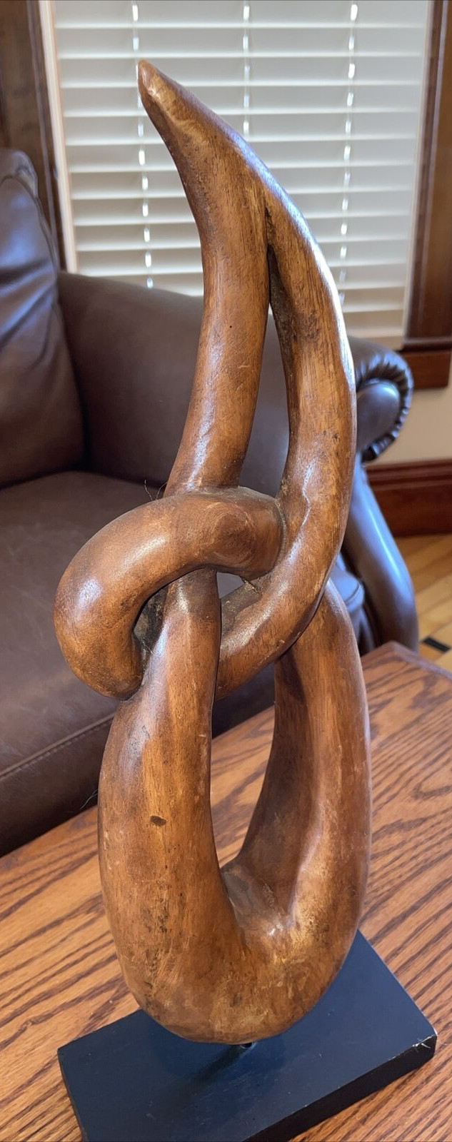 Wood Deco Sculpture with Black Base
