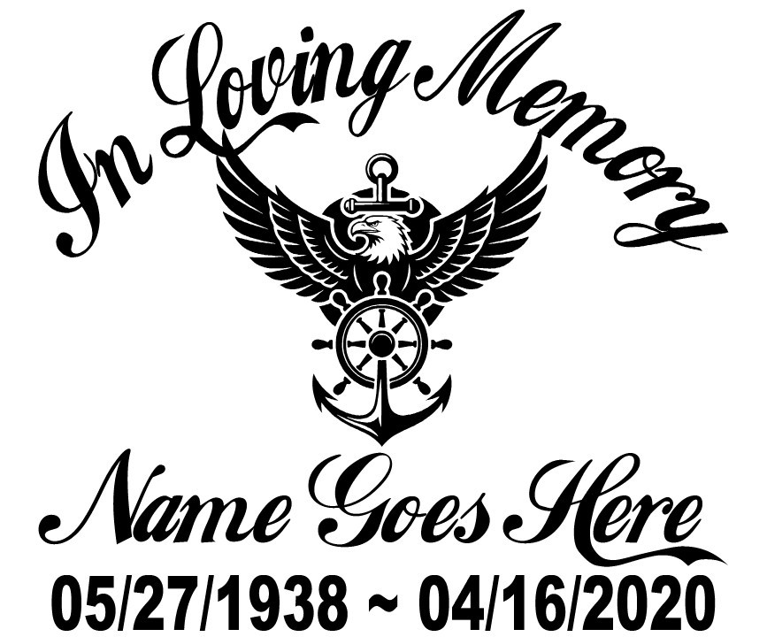 In Loving Memory Of – Navy Anchor Sticker Decal Window Memorial Personalized