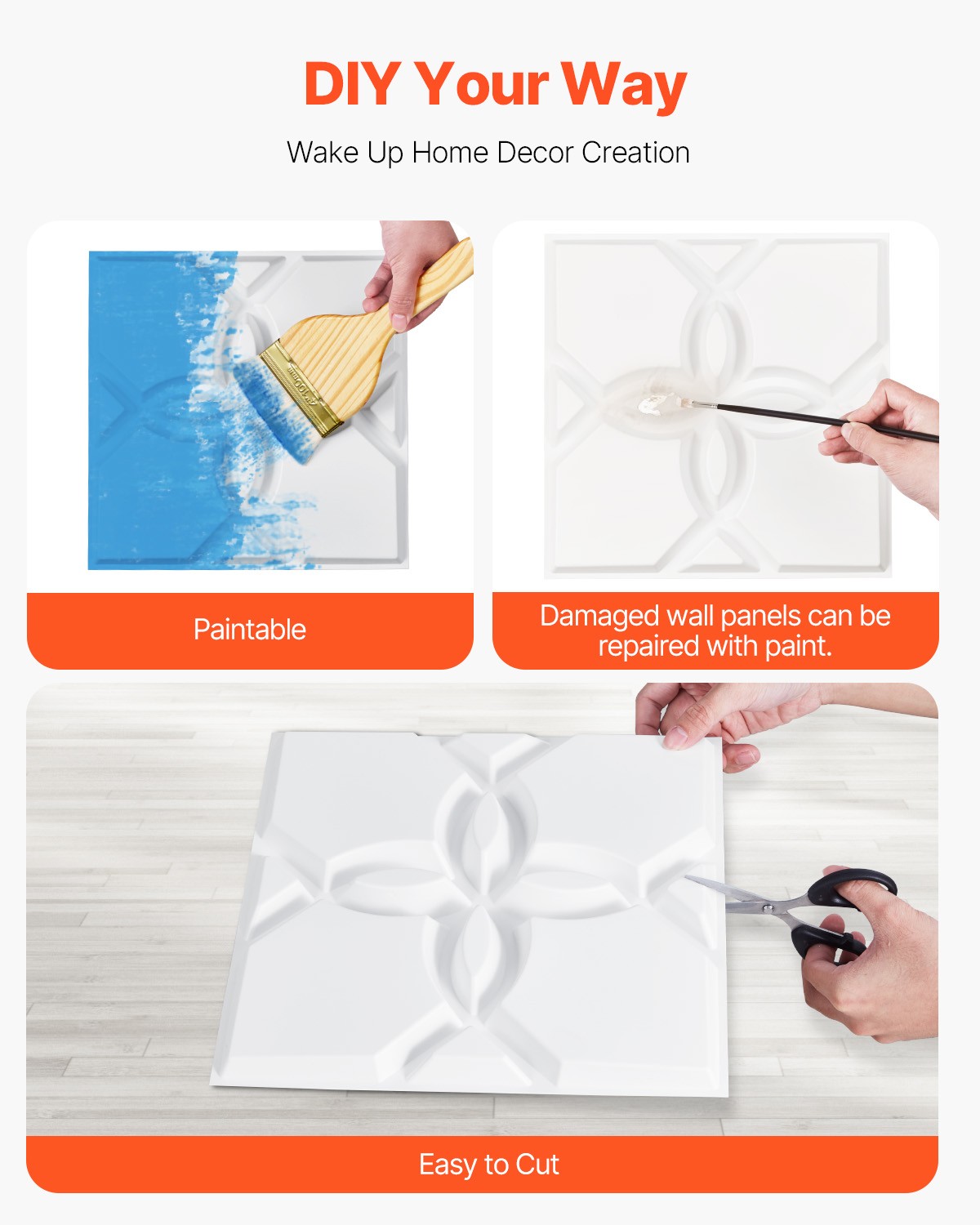 33 Pack White 3D Wall Panels Decorative PVC Tiles 11.8" X 11.81" Floral Design