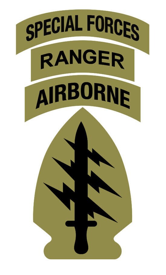 U.S. Army Special Forces w/ Ranger Airborne Tabs Decal Sticker Olive/Black