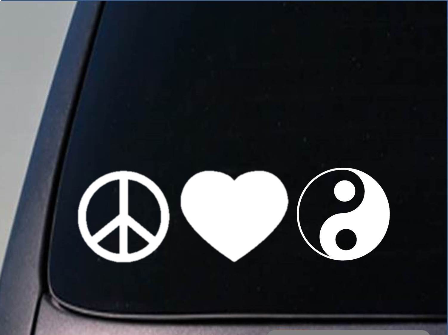 Peace love Yin yang sticker *H154* 8" vinyl new age hot yoga