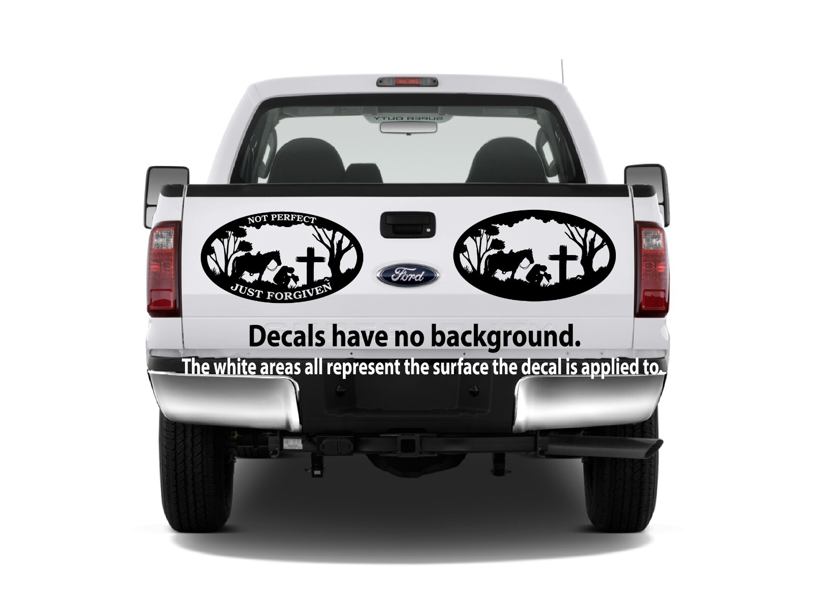 Cowboy Praying Kneeling Scene Cross Oval Decal Window Bumper Sticker 2 Sizes
