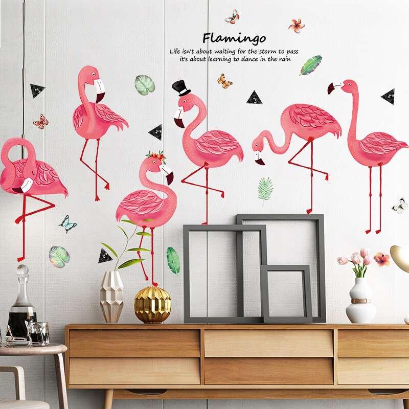 Removable Vinyl Wall Decal flamingo Girl Sticker Art Home living Room DIY Decor