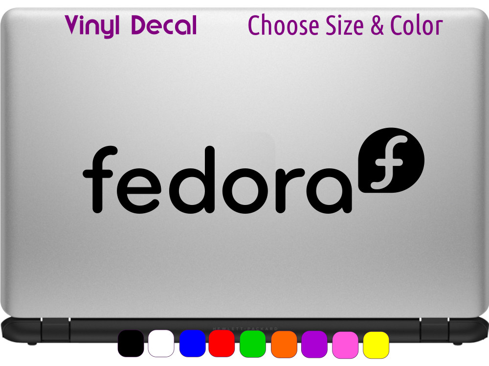 FEDORA Linux text logo Vinyl Decal Laptop Car Window Sticker CHOOSE SIZE COLOR