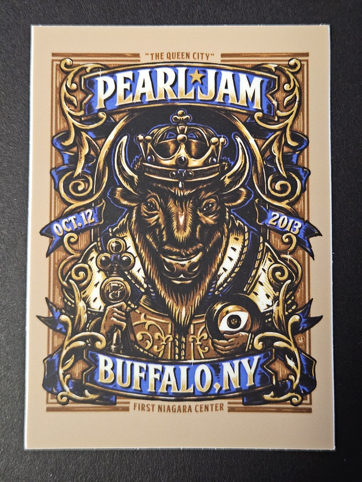 Pearl Jam Die-Cut Vinyl Sticker 2.5"x3.5" Custom Buffalo 2013 Tour Poster Art