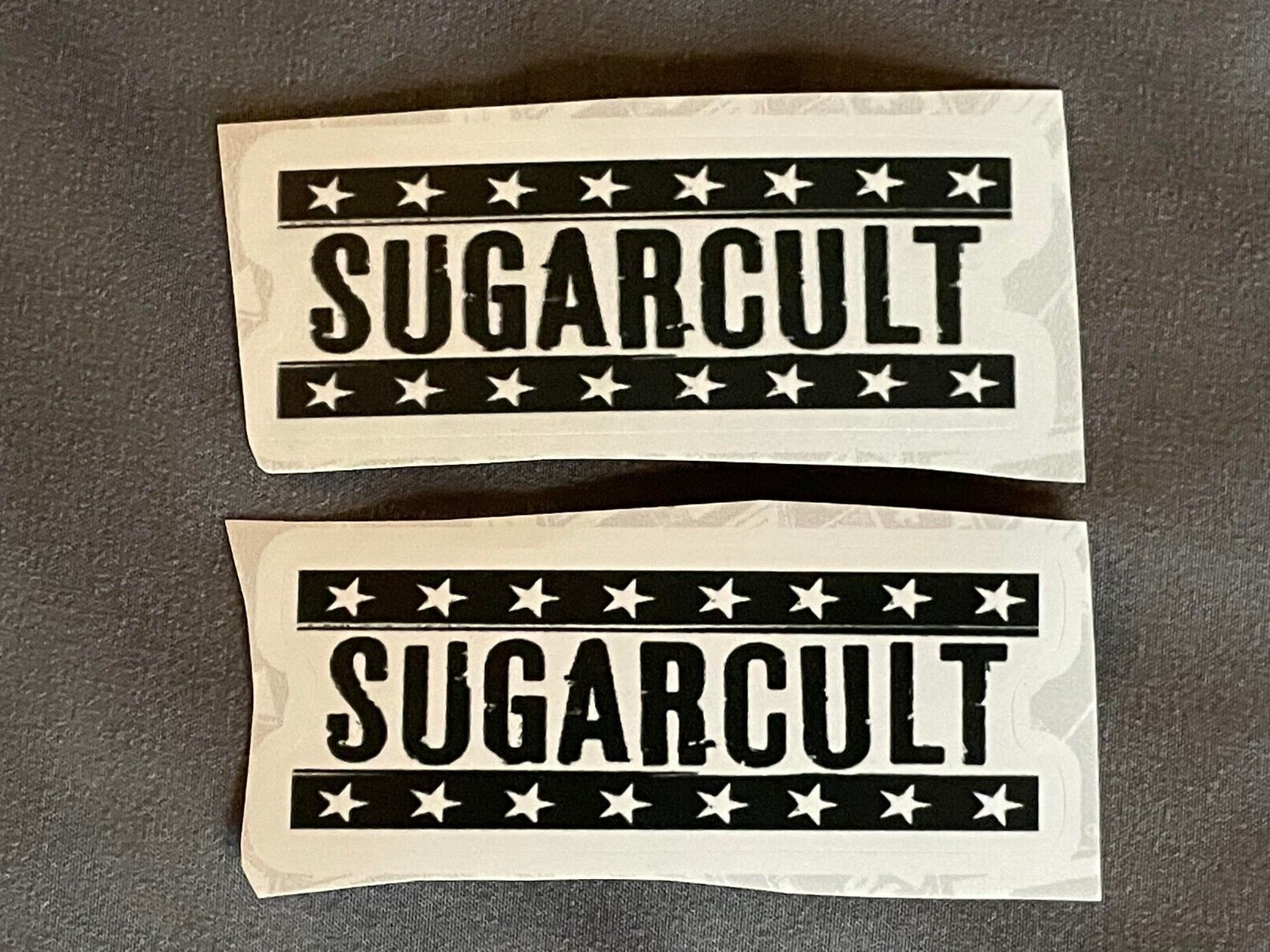 Lot (2) SUGARCULT Band 1 1/4" x 3 1/2" Logo STICKERS Fast! FREE SHIP!
