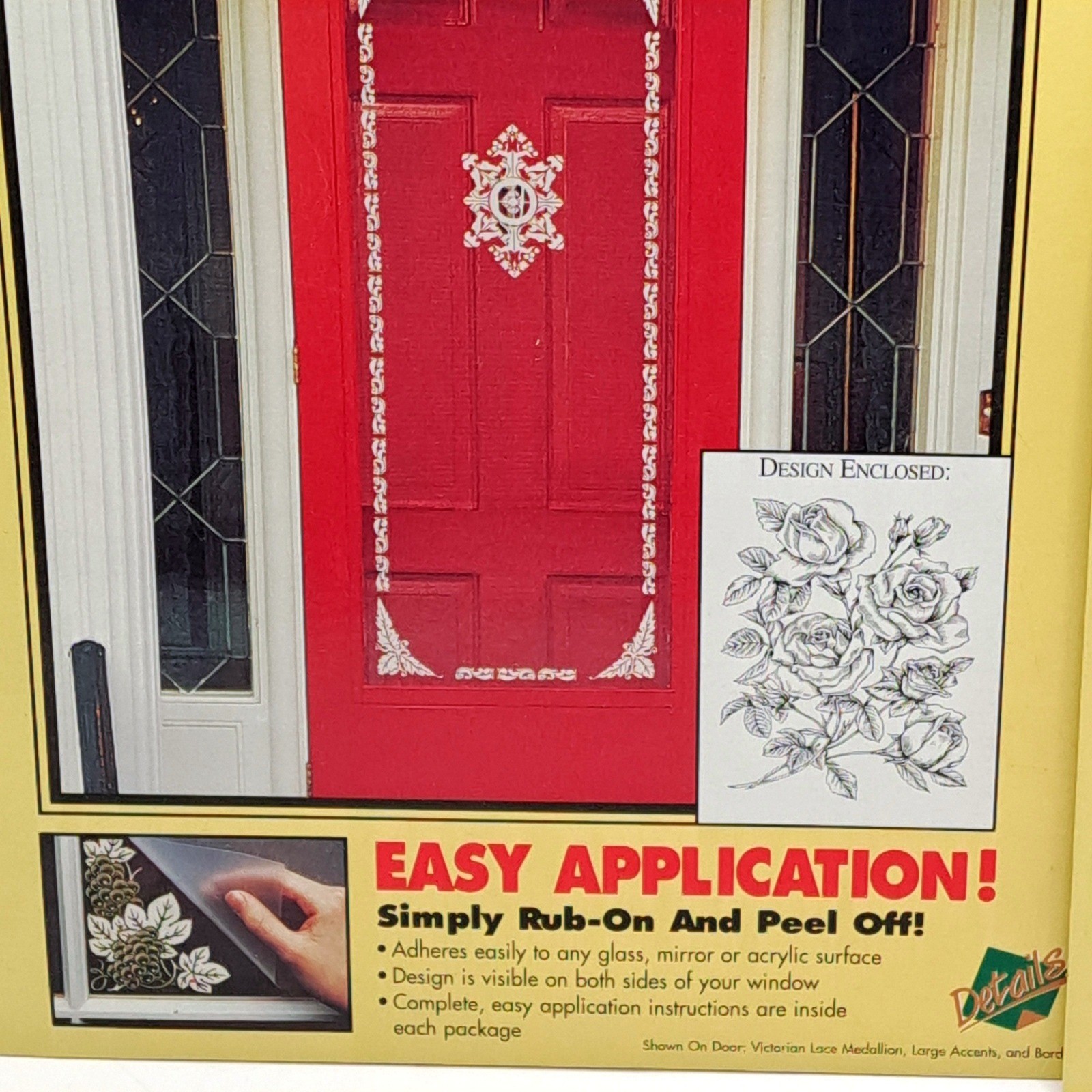 Details Easy Etch Rub On Etched Glass Roses Decals NIP Medallion Lot Vintage