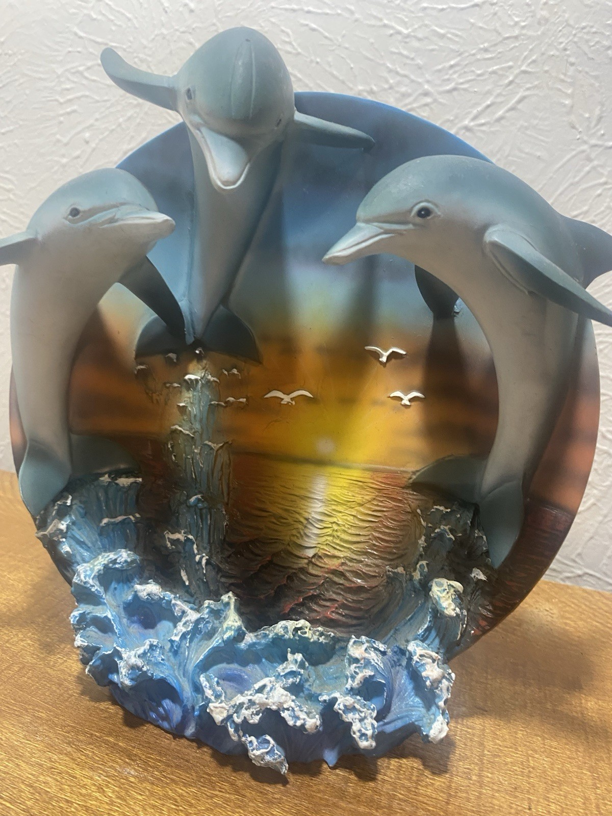 Dolphin Plate 3d Art With Sunset Room Decor Beach Vibe