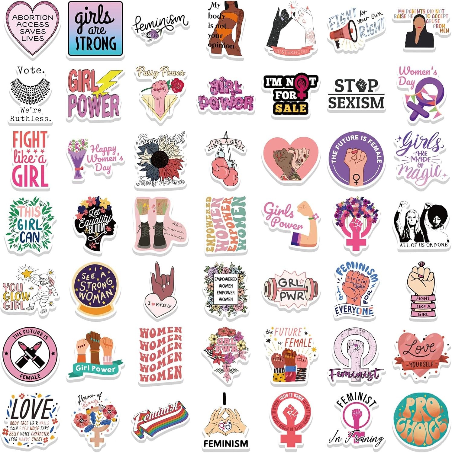 100Pcs Inspirational Feminist Stickers Pack,Girl Power Rights Feminism Colorful
