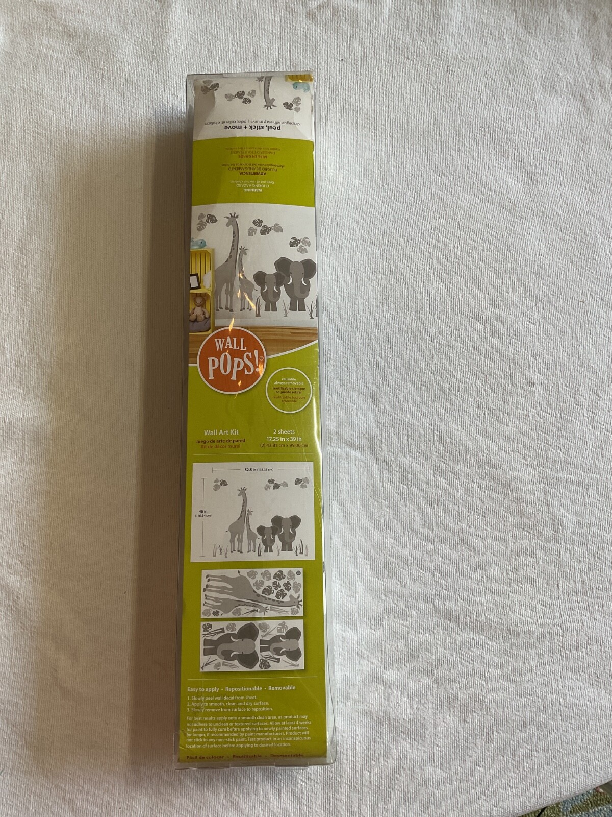 WALL POPS WALL ART KIT WILD ABOUT YOU ELEPHANTS GIRAFFES 2 STRIPS 17 1/2 X 39
