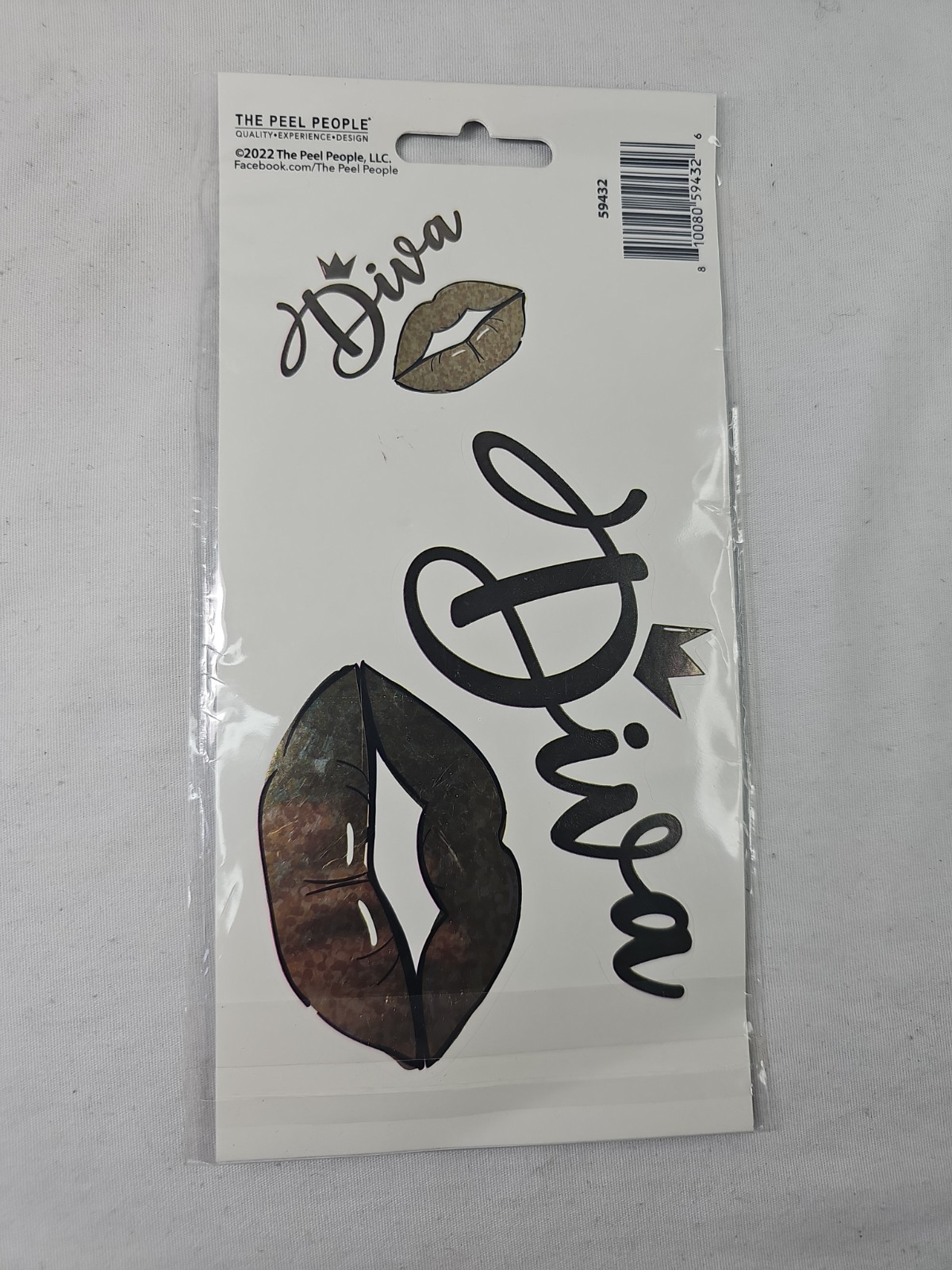 NEW! The Peel People Car Decal "DIVA" Gold Lips Crown GirlFun Sassy 2 Decals USA