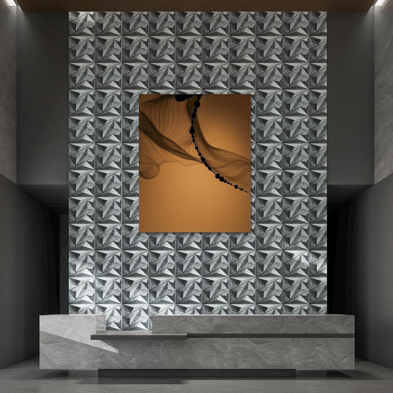 PVC 3D Textured Wall Panels – 33 Pack, Cover 32 Sq.Ft. Patina Bronze