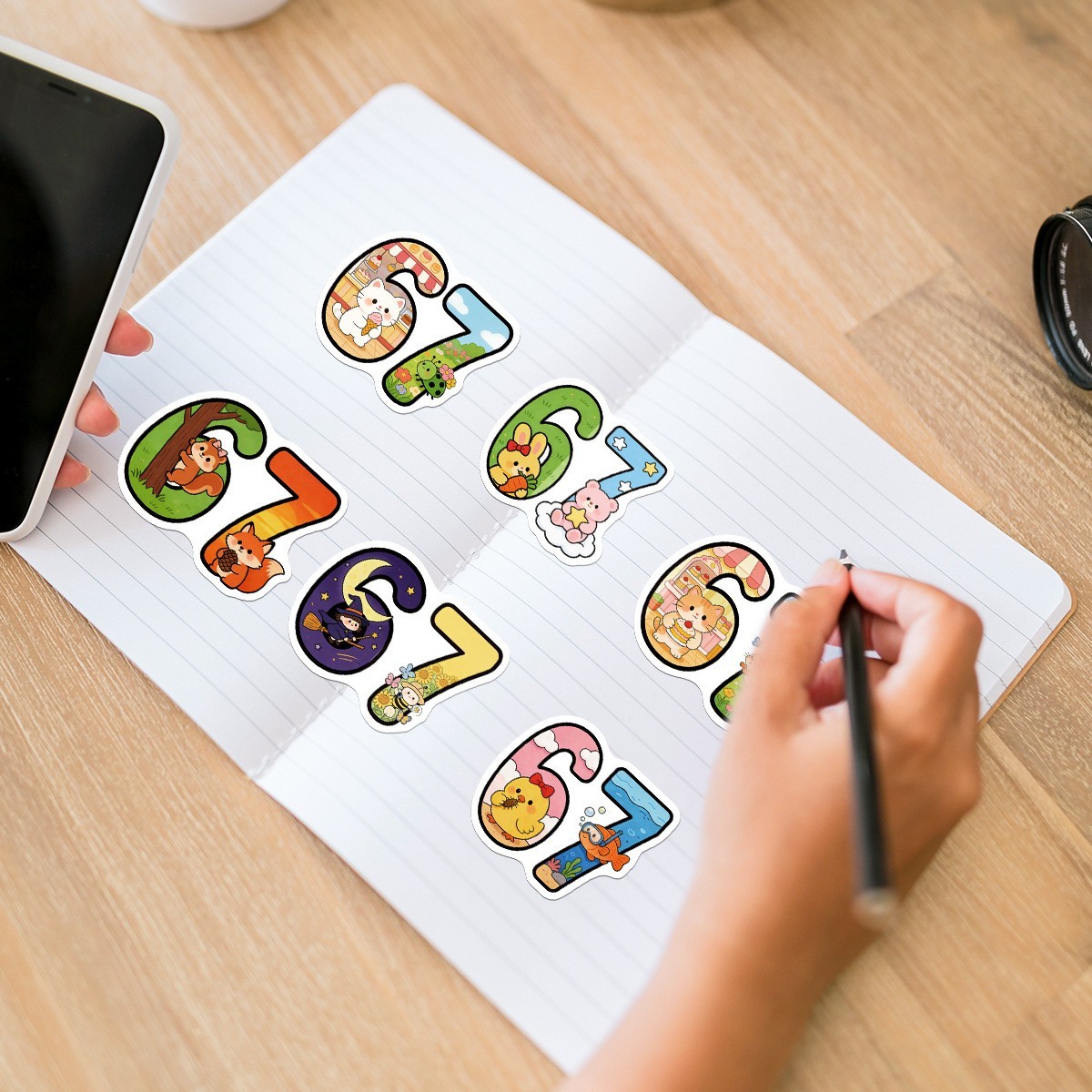 50pcs Waterproof Vinyl Stickers Number 67 Six Seven Luggage Phone Laptop Fridge