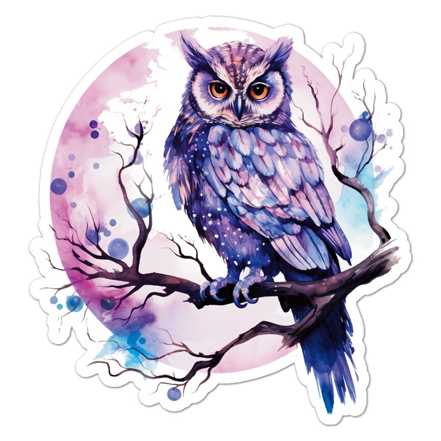 Horned Barn Owl, Vinyl Decal Sticker, Indoor Outdoor, 3 Sizes, #11037