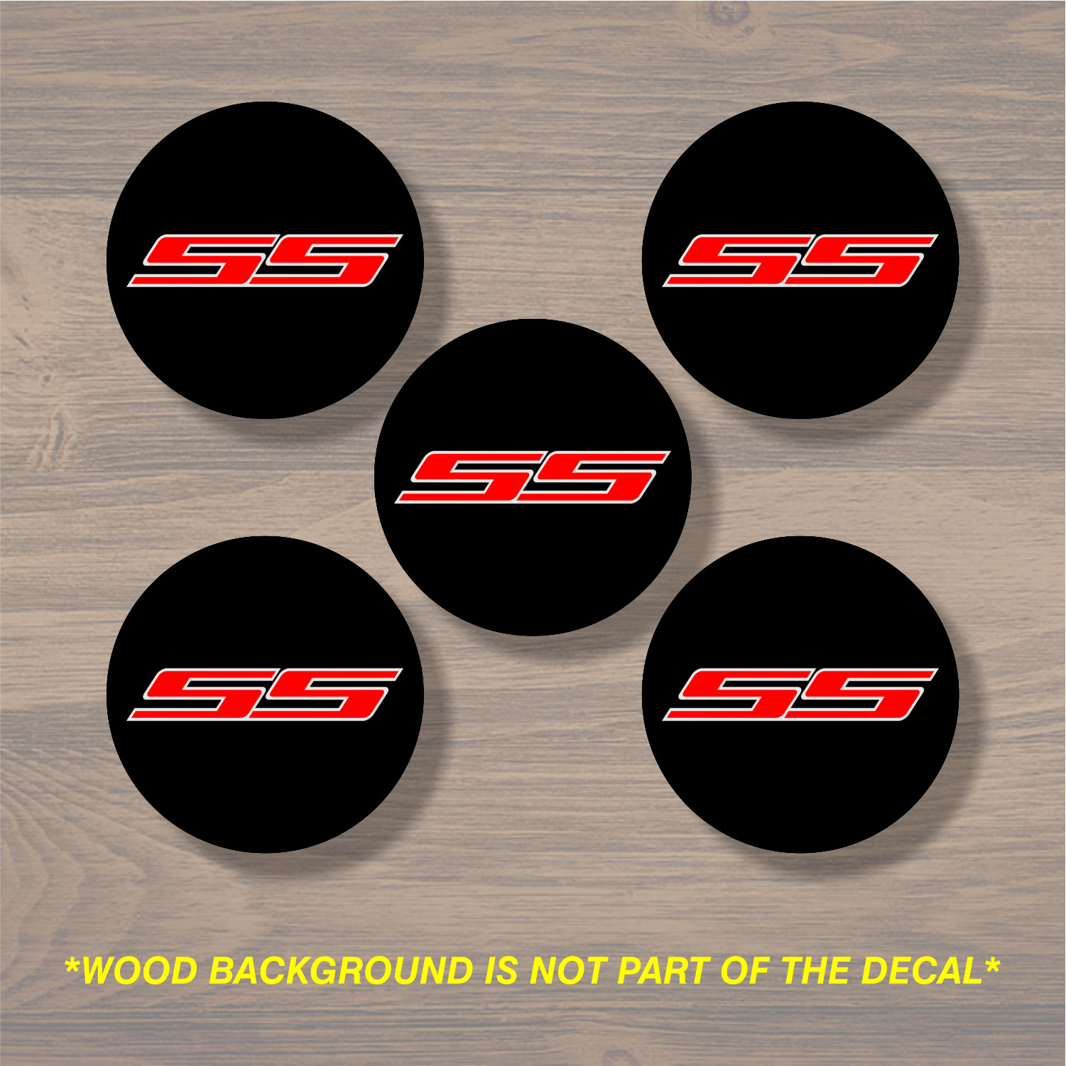 Chevrolet SS Super Sport Wheel Center Cap Overlay x5, Vinyl Decal Sticker