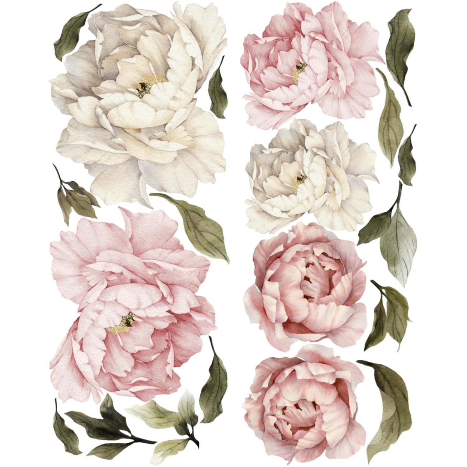 Large 67" Floral Peonies Wall Sticker – Botanical Beauty for Indoor Spaces