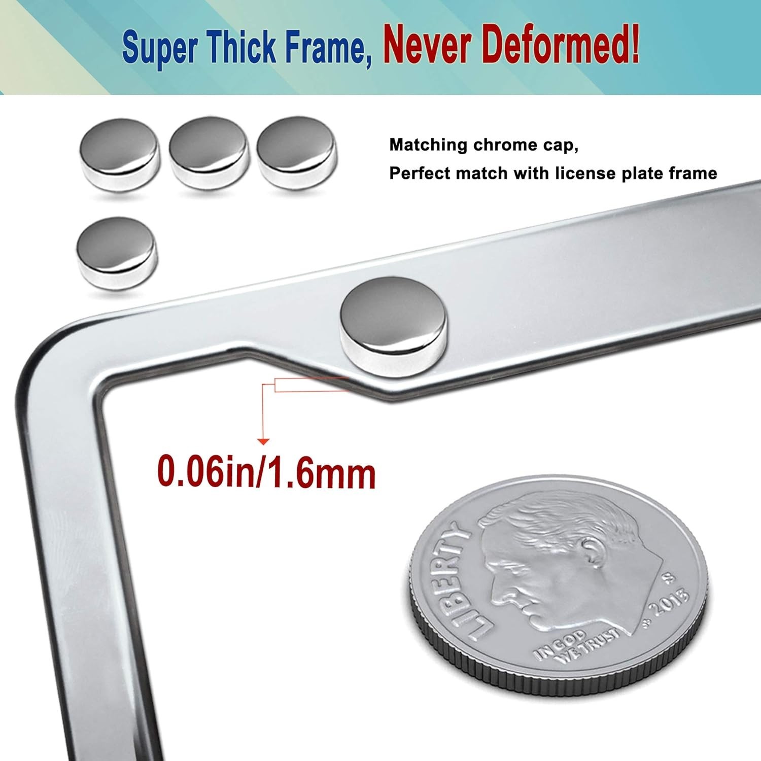 Stainless Steel License Plate Frame- 2 Pack License Plate Holder, with Screws, C