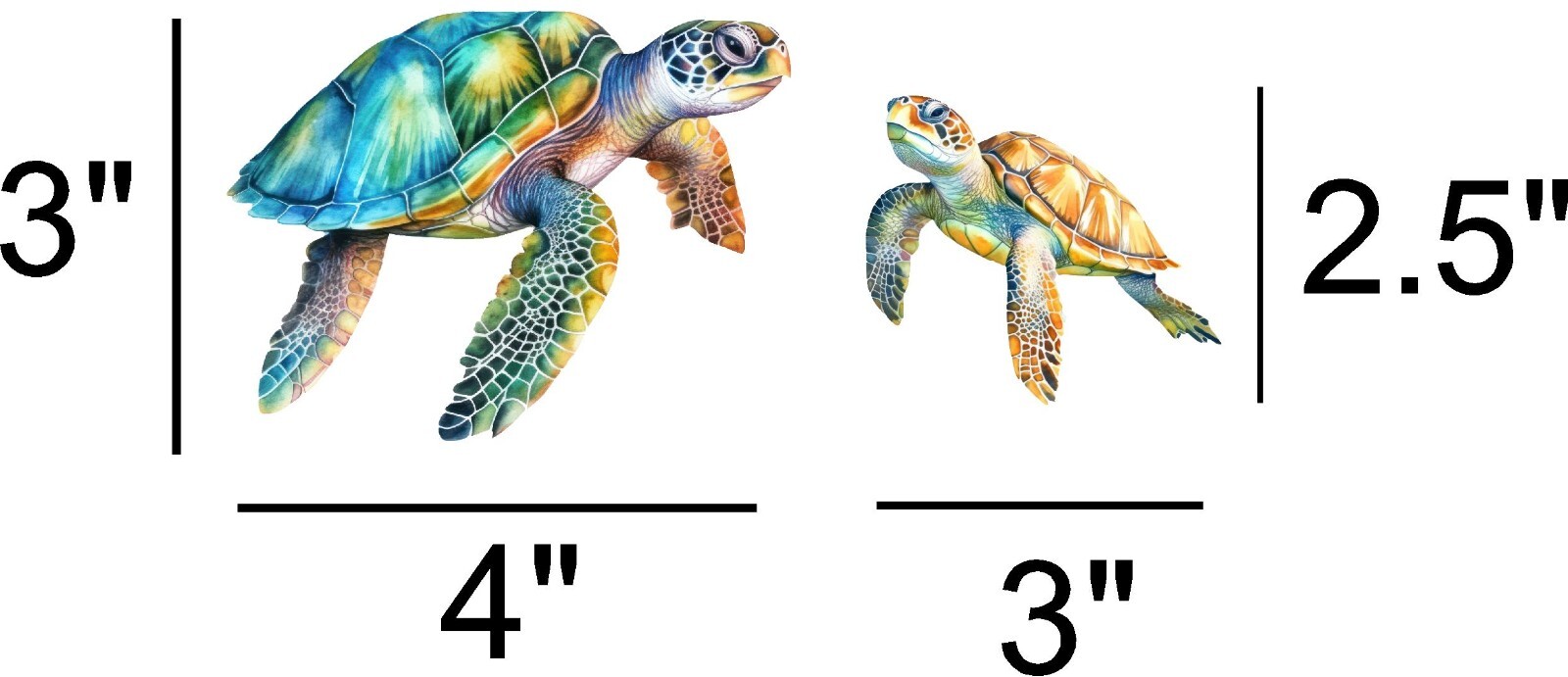 Sea Turtle Sticker Colorful Cute Baby Turtle for Laptop or Any Smooth Surface