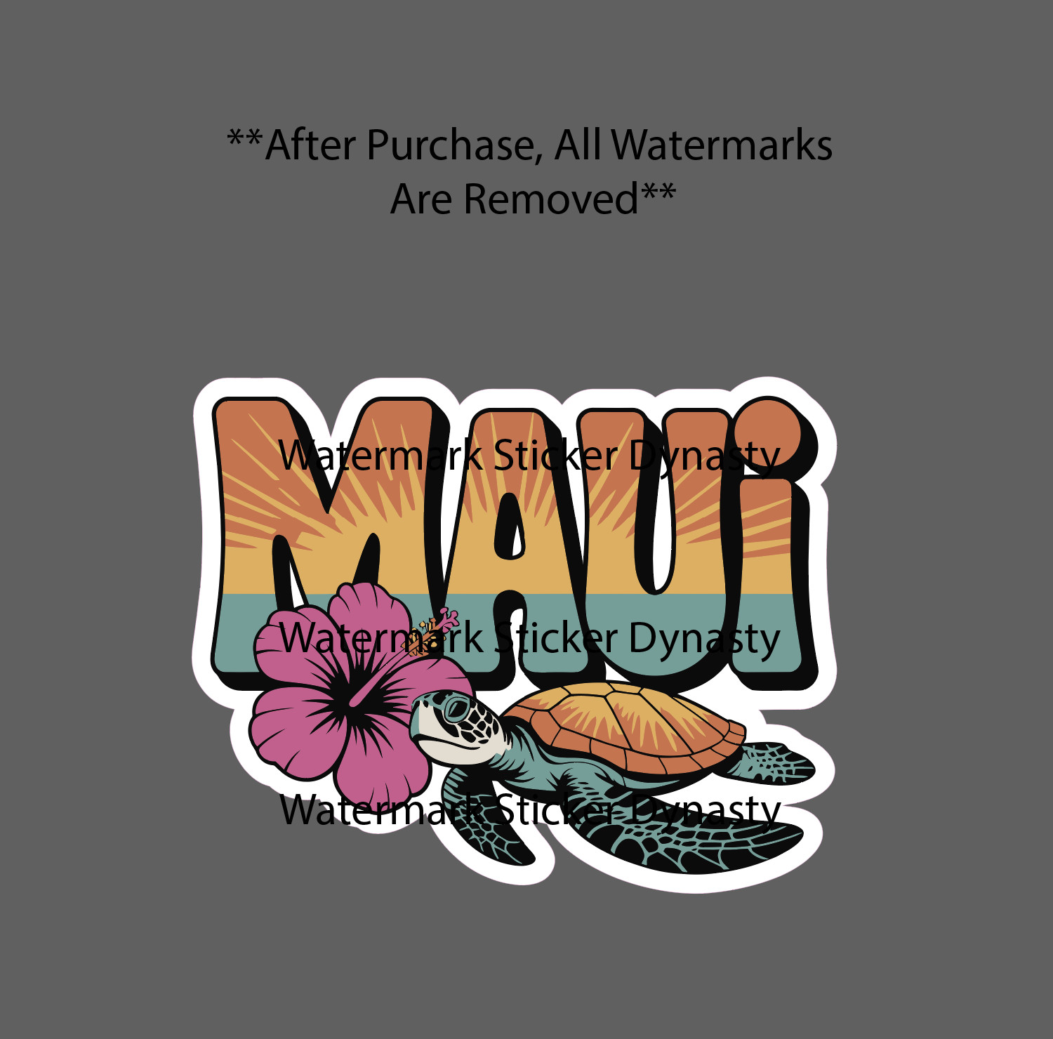 Maui Sticker Waterproof Decal Hawaii Sea Turtle Hibiscus Flower Beach Gift NEW