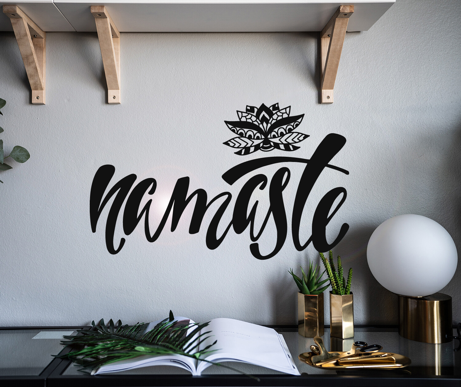 Vinyl Wall Decal Letter Namaste Floral Ornament Stickers 28.5 in x 17 in gz095