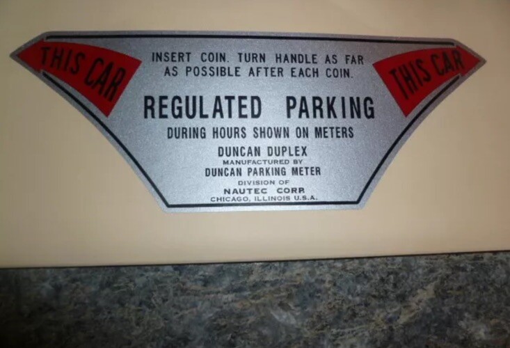 2 Duncan Parking Meter model 60 Duplex High Quality DECALS, Set, Front/back NEW