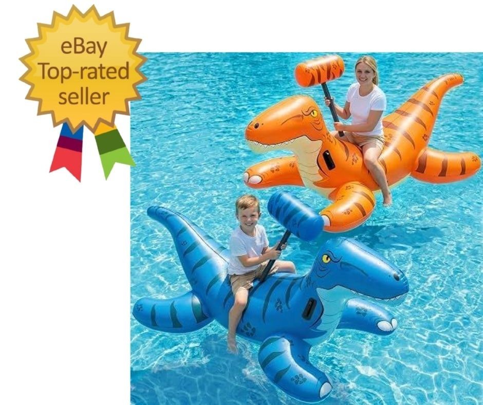 2Pack Inflatable Dinosaur Ride On X Large Green Orange Jasonwell