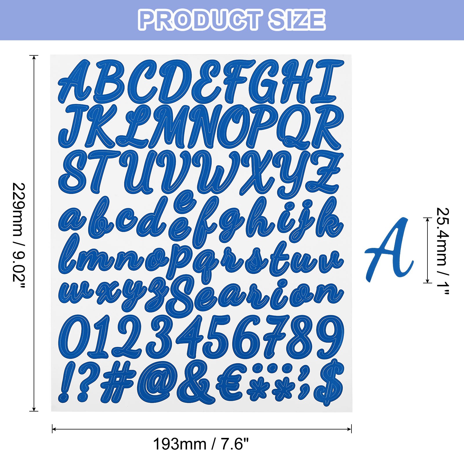 8 Sheet 672 Pcs Self Adhesive Vinyl Letter Number Stickers (Dark Blue, 1 Inch)