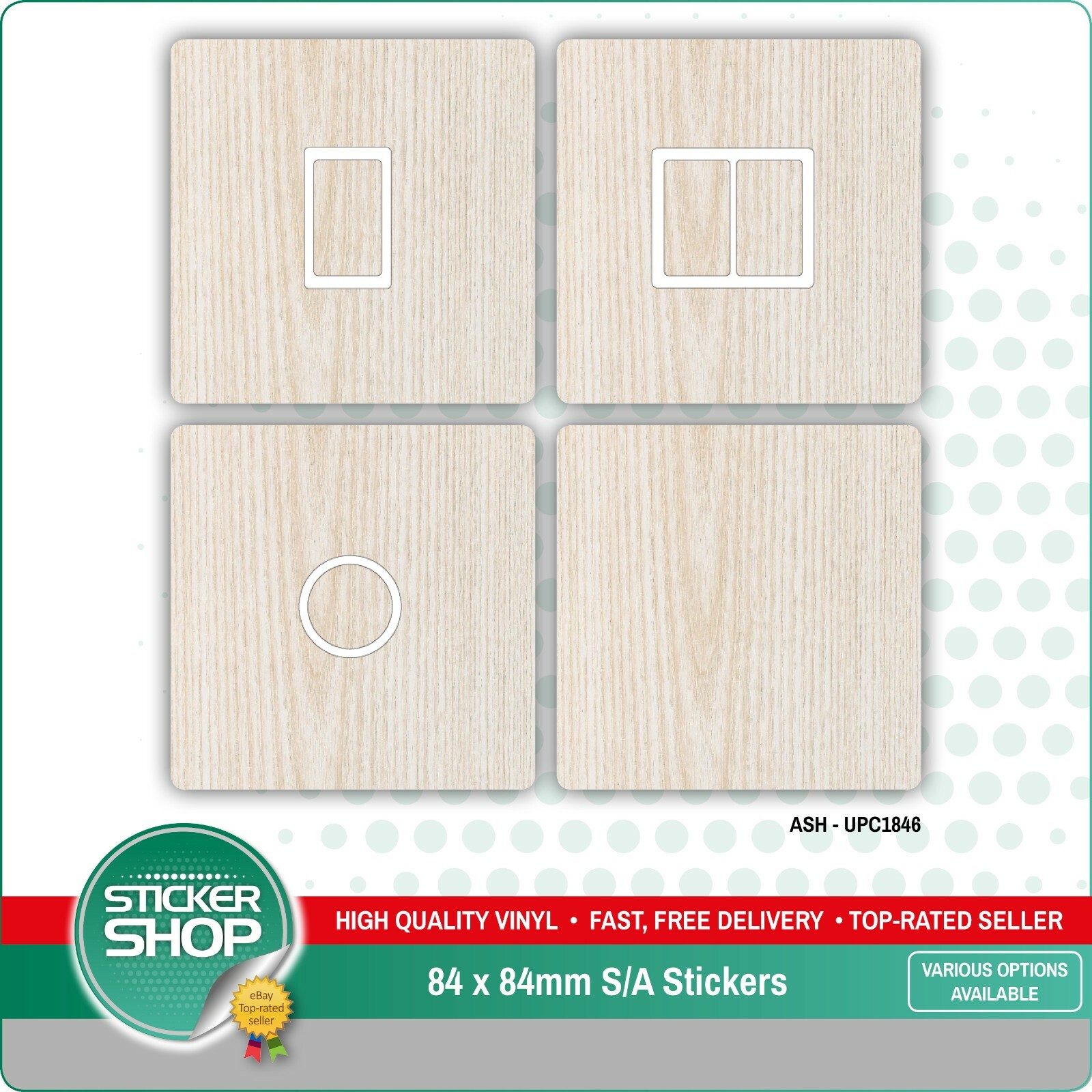 2 x WOOD EFFECT UK LIGHT SWITCH STICKERS / LIVING ROOM / BEDROOM / NURSERY DECOR