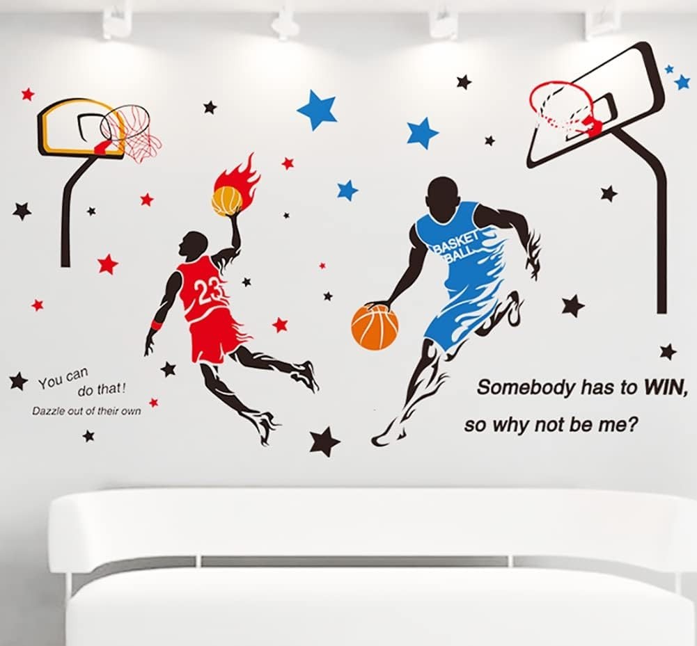 Removable 3D Basketball Slam Dunk Wall Decals – Sporty Room Decor for Boys