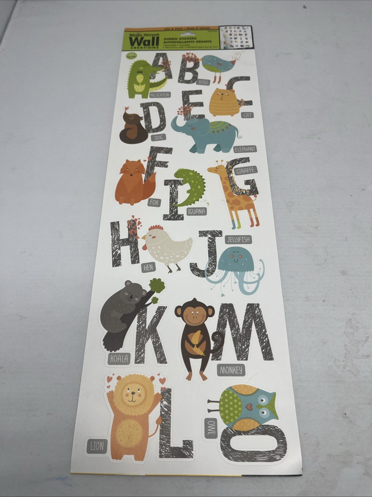 26 PCS! A-B-C's & Names of Farm & Wild Animals Theme Removable Wall Decals NEW!