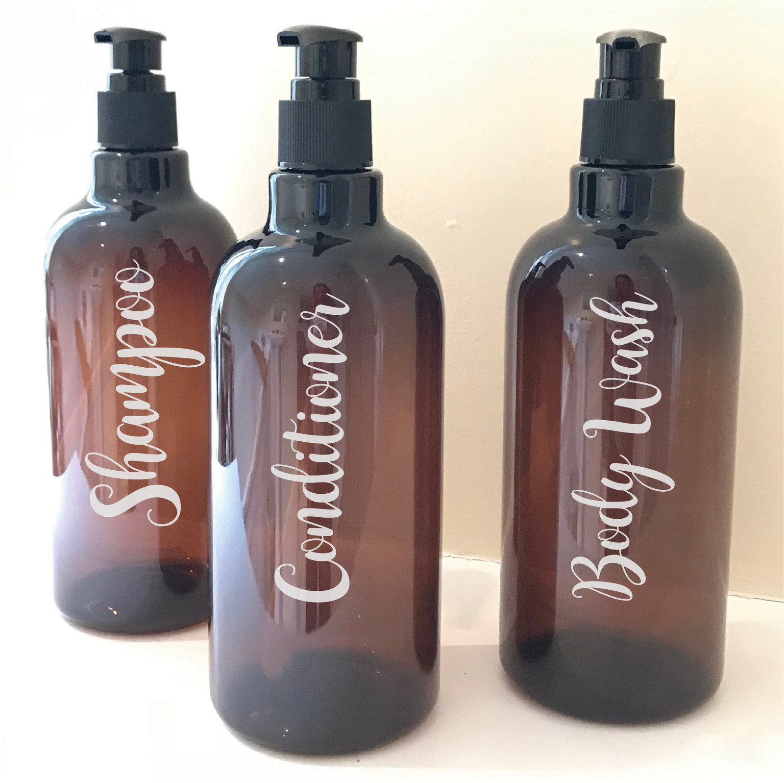 Set of 3 SHAMPOO, CONDITIONER & BODY WASH – Hinch Bottle decal stickers (Type 3)