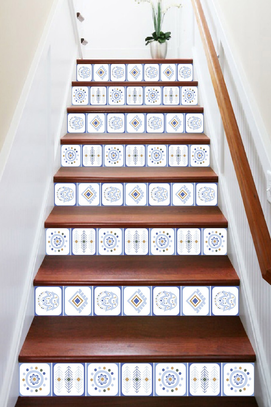3D Blue Petals Pattern AZ564 Stair Risers Decoration Mural Vinyl Wallpaper Kay