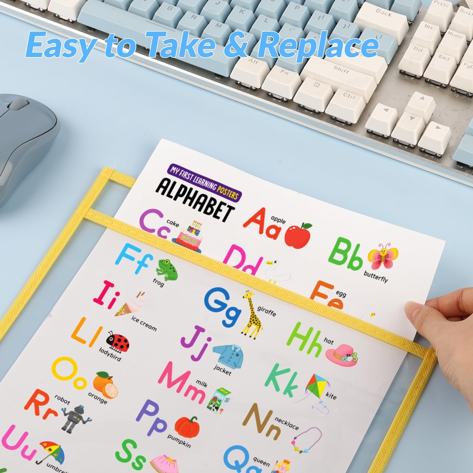Dry Erase Pocket Sleeves mixed Colors School Classroom Organizer 8 Pcs
