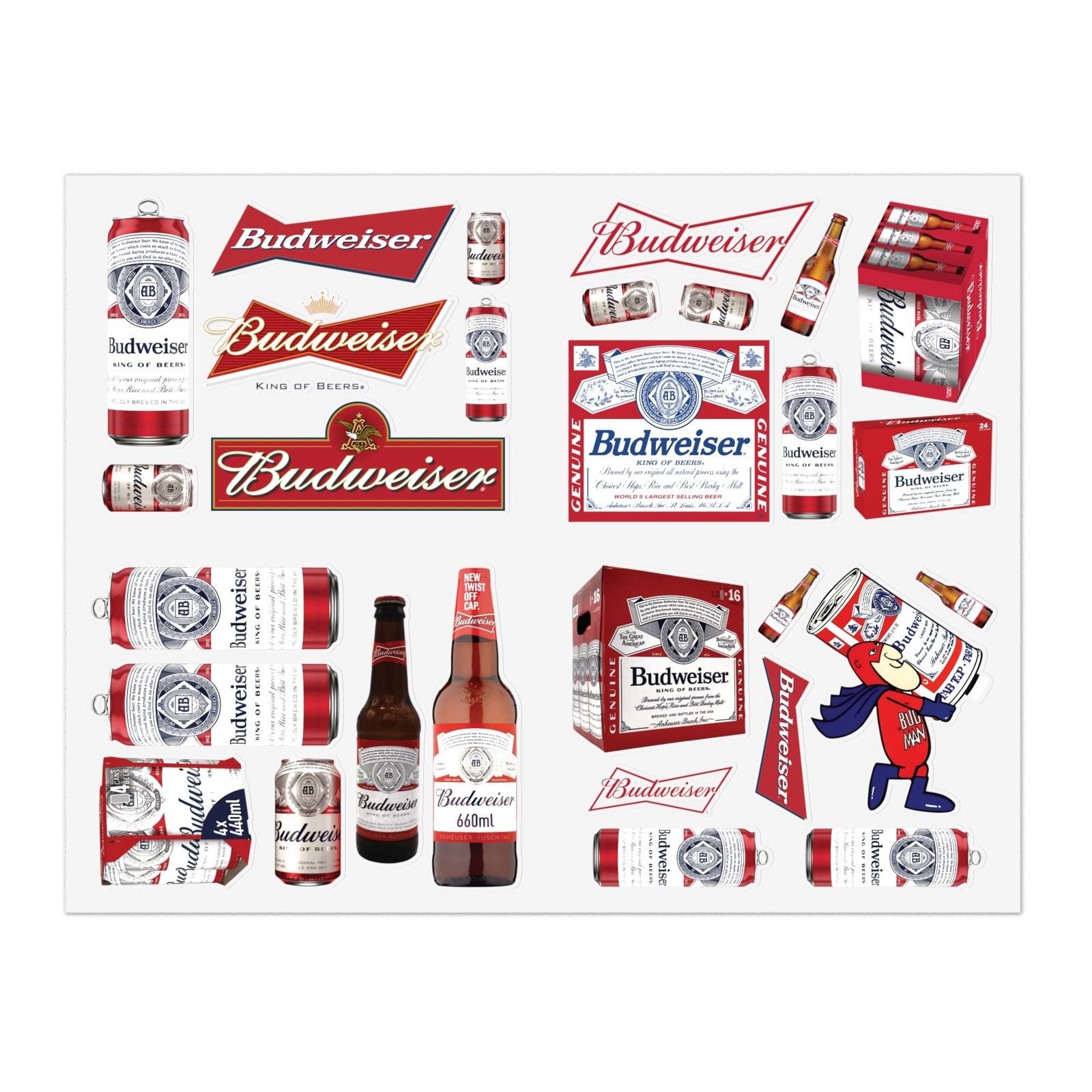 BUDWEISER STICKER DECALS – VARIETY PACK