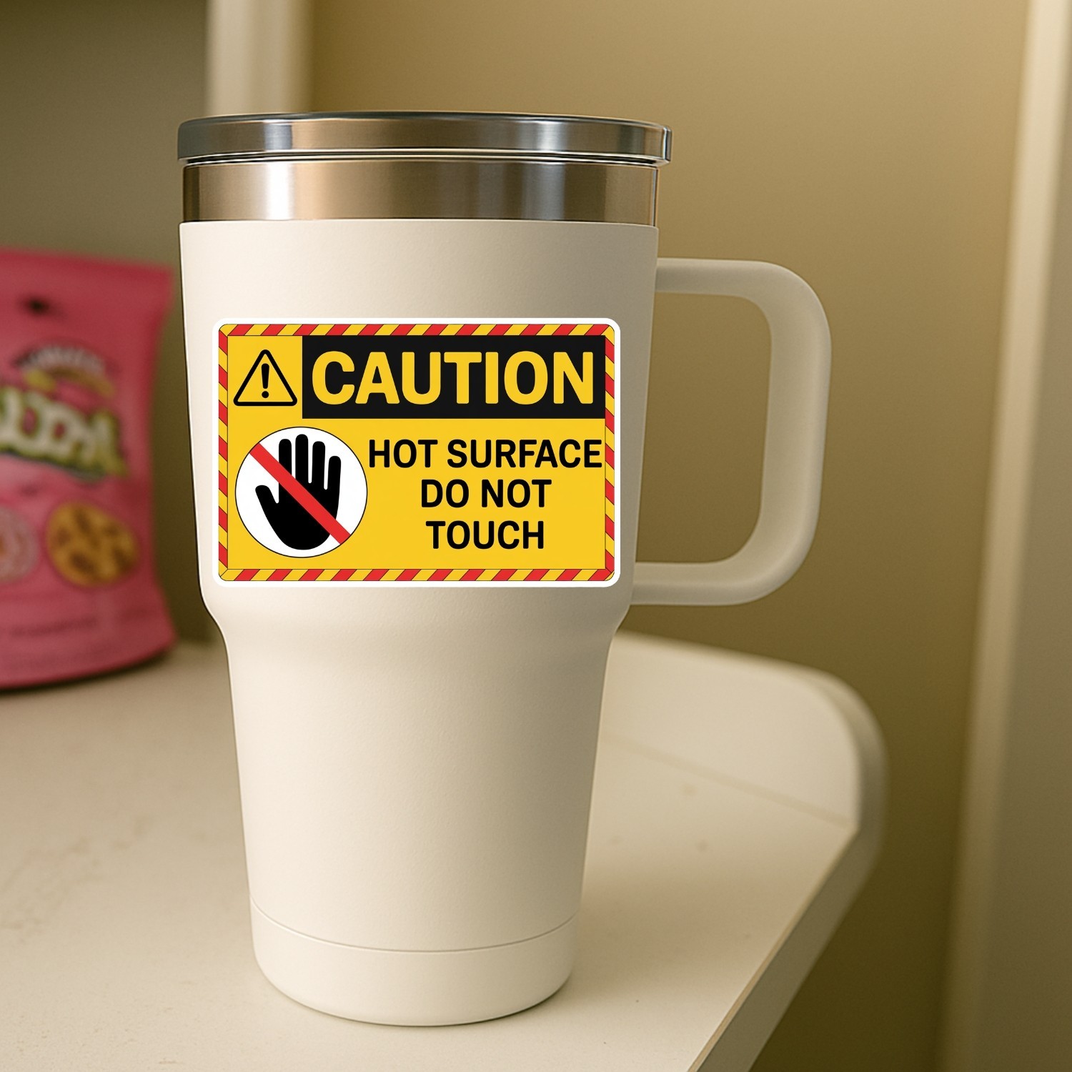4PCS Caution Hot Surface Do Not Touch Stickers – Safety Warning Vinyl Decals –