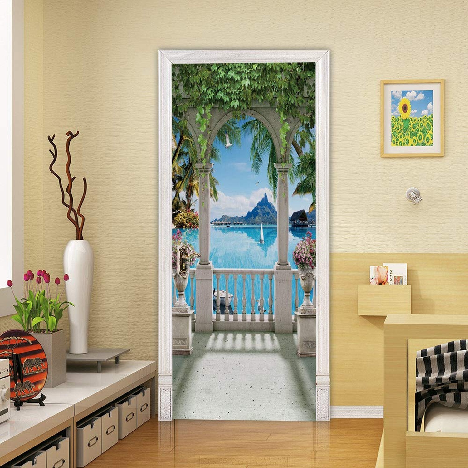 3D Door Stickers Murals Peel and Stick – Landscape – Door Wallpaper Self-Adhe…
