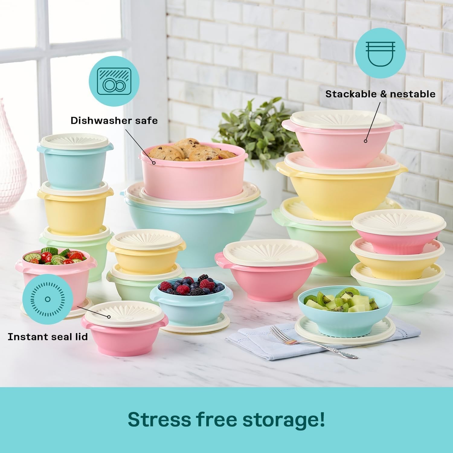 Tupperware Heritage Collection 36 Piece Food Small to Medium, Vintage Colors