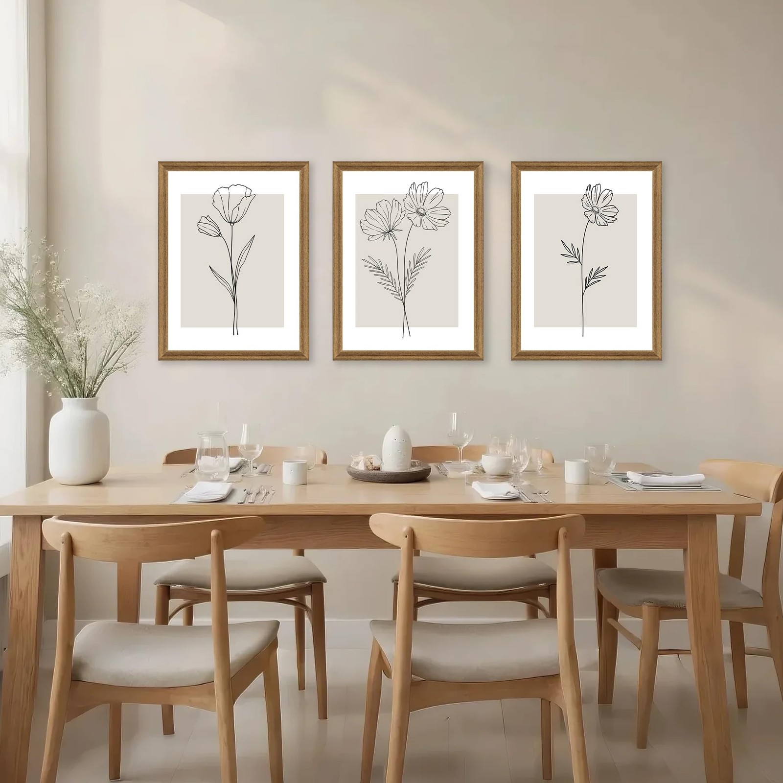 ICHZUMW Neutral Botanical Floral Wall Art, Black and White Farmhouse Flowers …