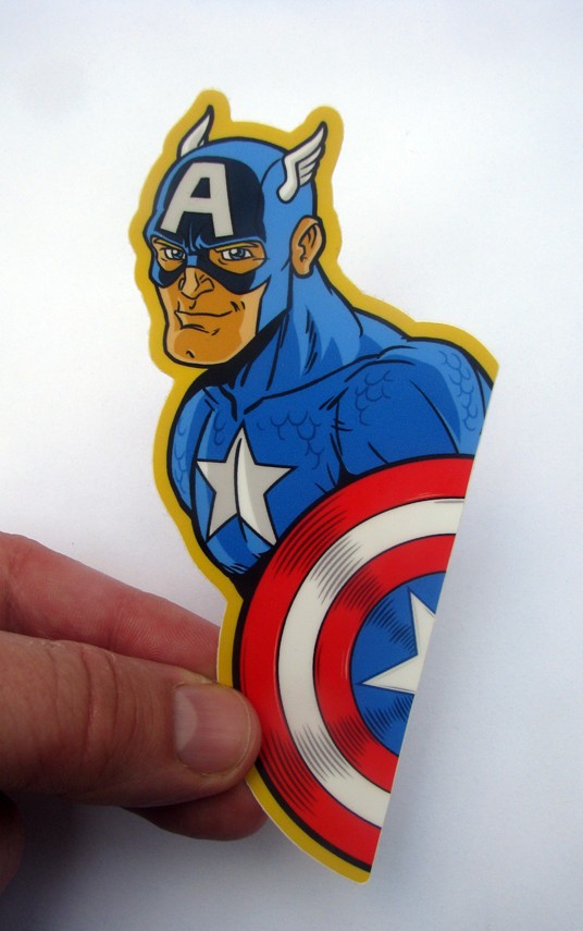 Peeking Captain America Vinyl Sticker 80s Marvel Truck Car Laptop Avengers Decal