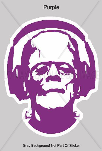 Frankenstein With Headphones Spooky Cool Hot Monster Art Decor Printed Sticker