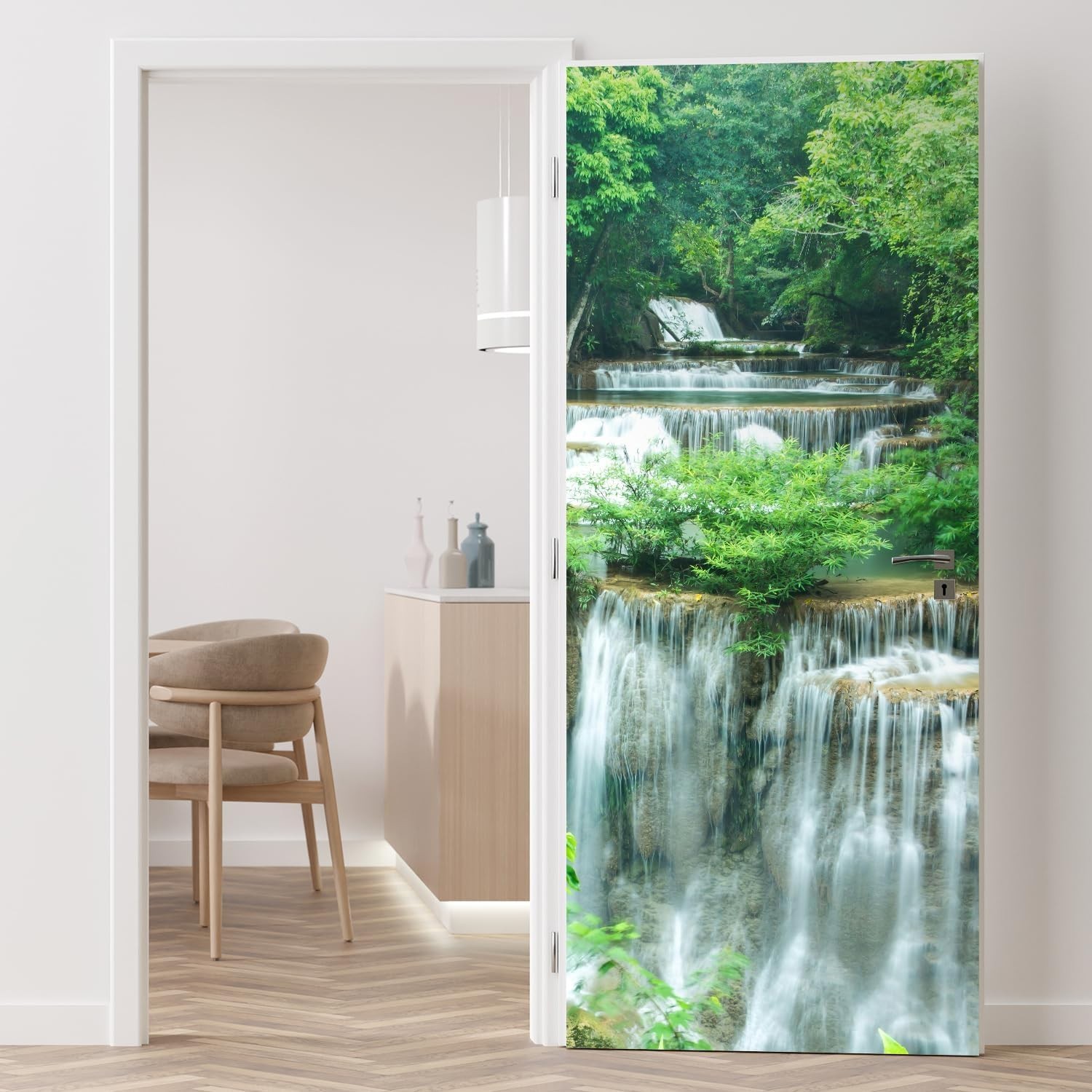Wall Sticker / Wall Mural Tropical Forest Waterfall River Rapid Nature Wild