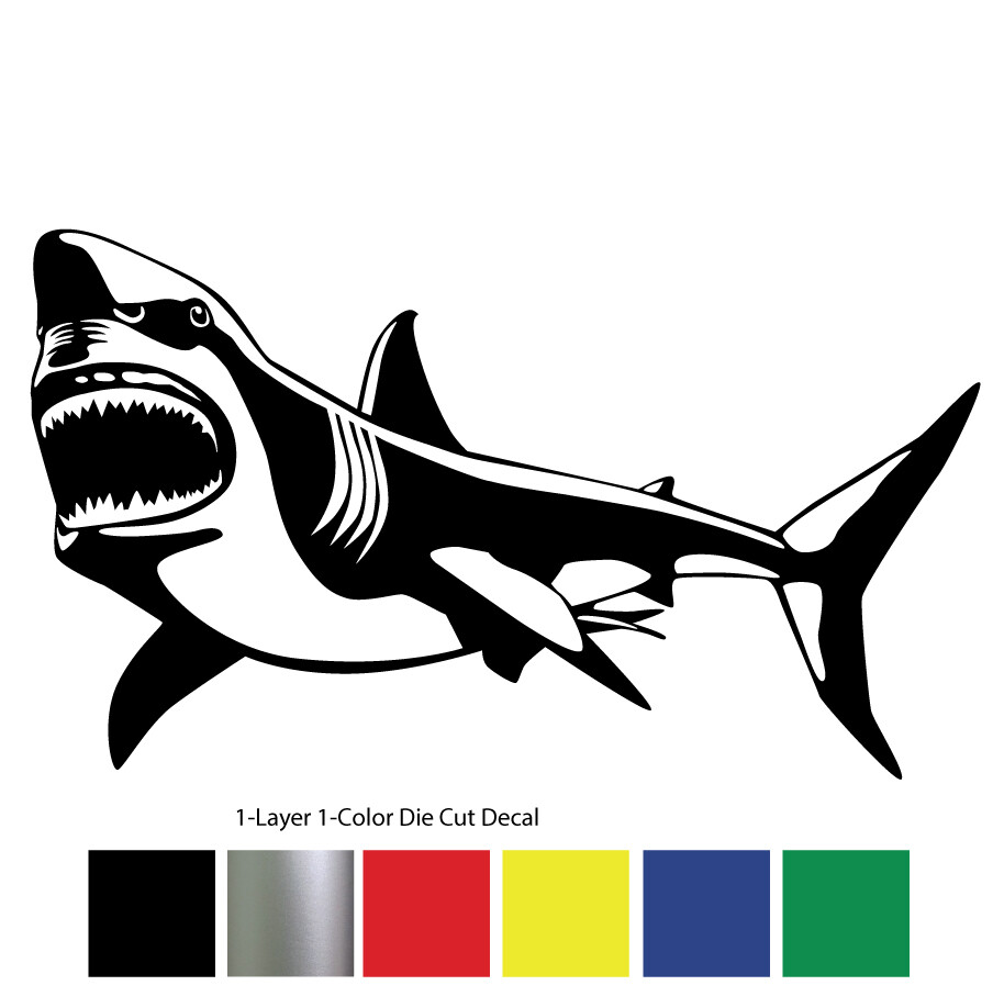 Sea Life – Great White Shark 2 Jaws Diver Car Truck Bumper Die Cut Decal Sticker