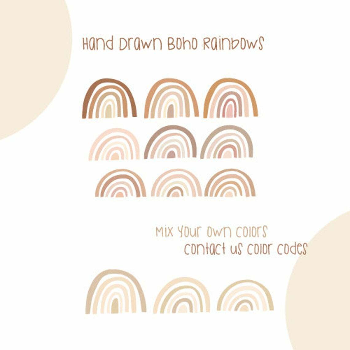 Muted Boho Rainbow – Hand Drawn Rainbow Wall Sticker