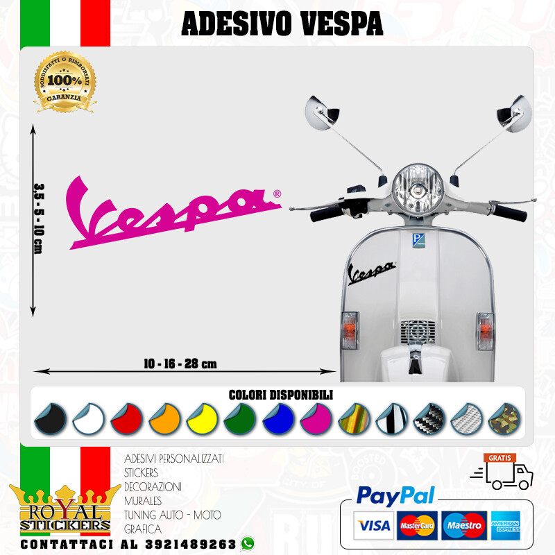 VINTAGE VESPA LOGO STICKER FOR HELMET FAIRING 6 DAYS VESPA 80s various col.