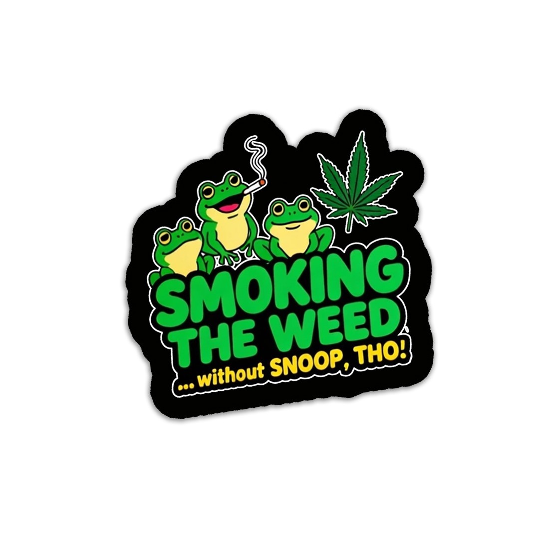 Funny Vinyl Frog Cannabis Decal: "Smoking That Weed" – 420 Humor Vinyl Sticker