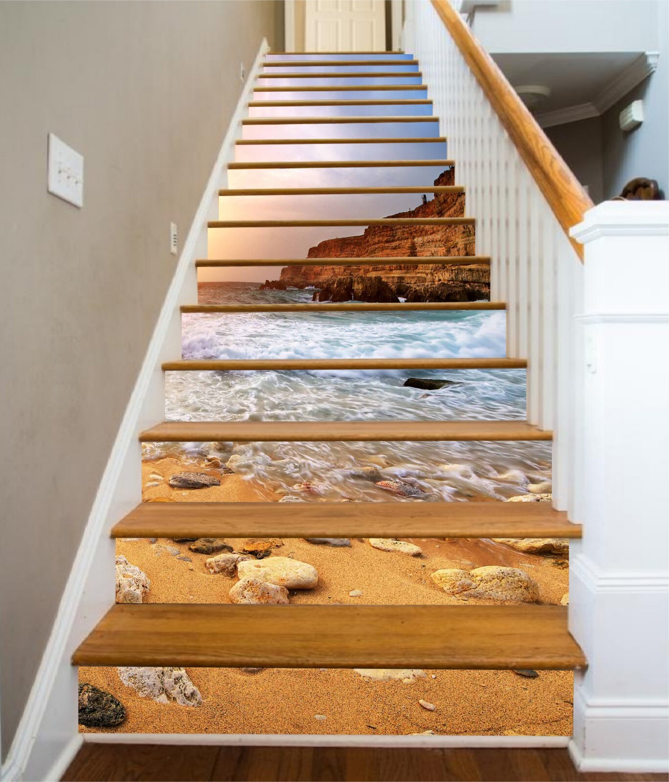 3D Beach Stones AZ742 Stair Risers Decoration Mural Vinyl Wallpaper Kay