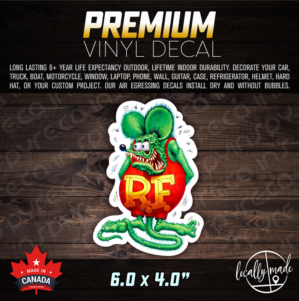 Rat Fink Premium Glossy Vinyl Decal / Sticker 8.0 x 5.5in | Racing Auto Hot Rods