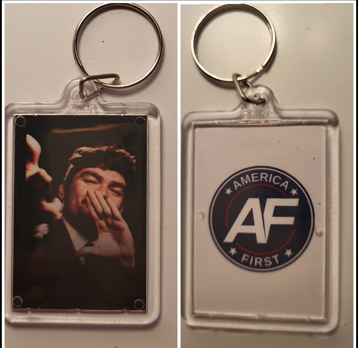 AMERICA FIRST NICK FUENTES KEYCHAIN AMERICAN WANGHAF CONSERVATIVE 1.75”x2.25🇺🇸